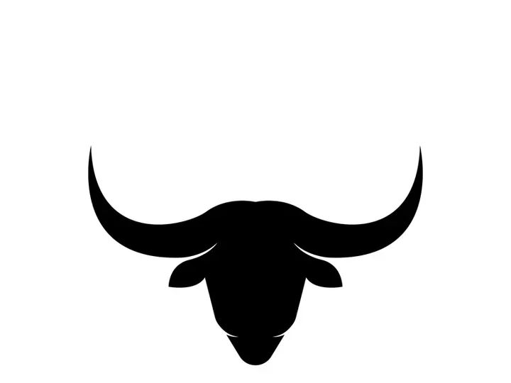 Retro vintage bull head horns logo design.