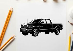 Silhouette of a black pickup truck with chrome accents