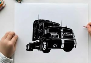 Silhouette of a mack truck semi truck front view