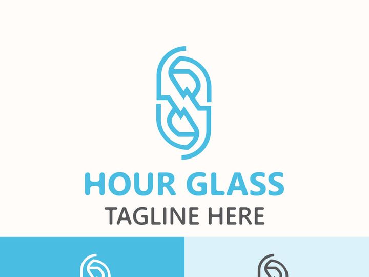 Hourglass logo ancient vintage style object design template flat vector