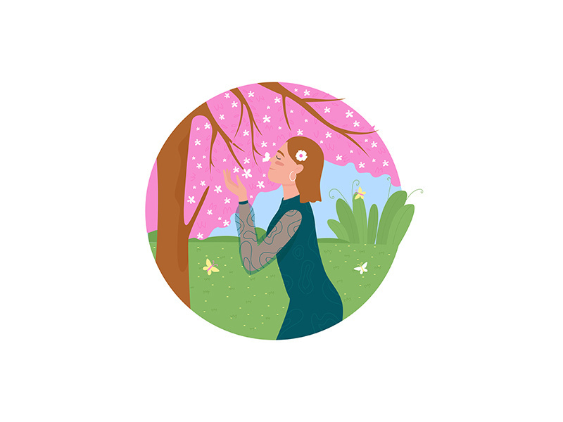 Spring blossom 2D vector web icon