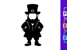Elegant businessman in top hat and suit isolated on white background