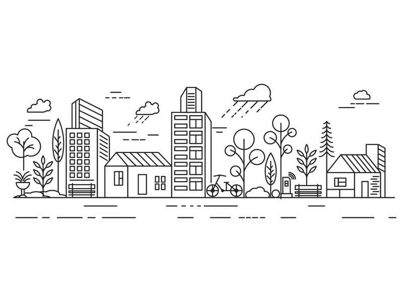 City Building Line art illustration