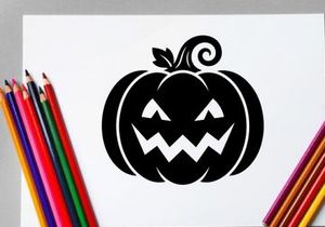 Labu Halloween Lucu dengan Wajah Jack-o'-Lantern untuk Dekorasi Musim Gugur