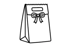 Empty shopping gift bag with decorative bow. Minimalist paper tote for retail packaging and promotions.