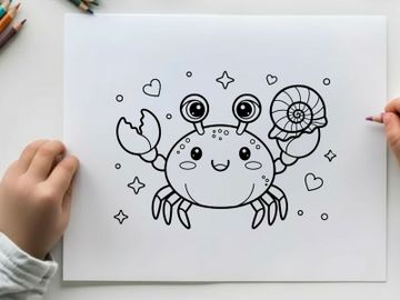 Cute crab mascot happy face vector illustration flat design preview picture