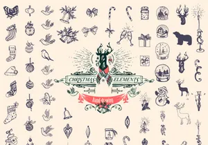 Christmas elements hand drawing