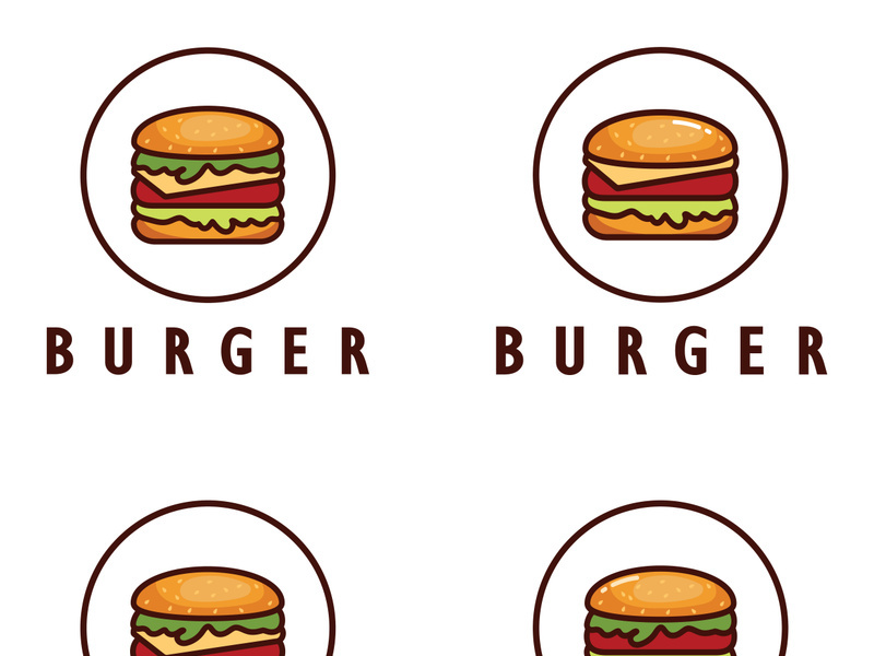 Burger logo illustration, restaurant emblem, cafe, burger and factory label, fast food, vector