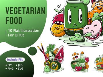 Vegetarian Food Vector Doodle preview picture