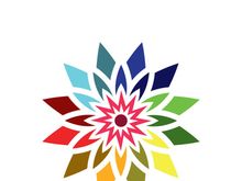 Traditional Asian colorful floral pattern Stained glass mosaic logo tile design inspiration