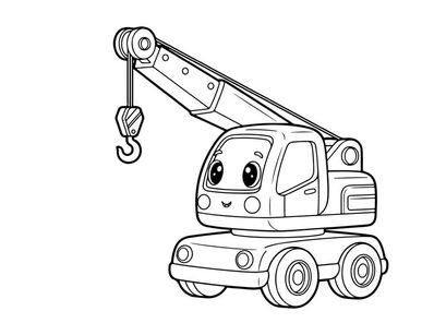 Cute crane truck lifting vector illustration flat design