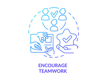 Encourage teamwork blue gradient concept icon preview picture