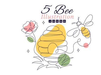 5 Bee Vector Illustration