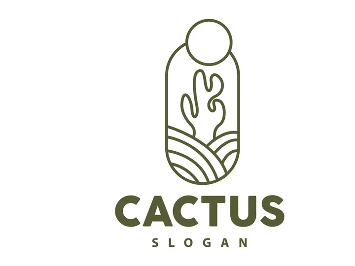 Cactus Logo, Desert Green Plant Vector