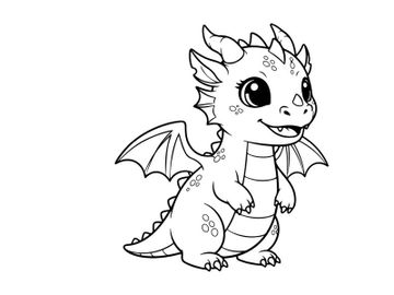 Cute baby dragon smiling vector illustration flat design preview picture