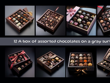 A box of assorted chocolates on a gray surface preview picture