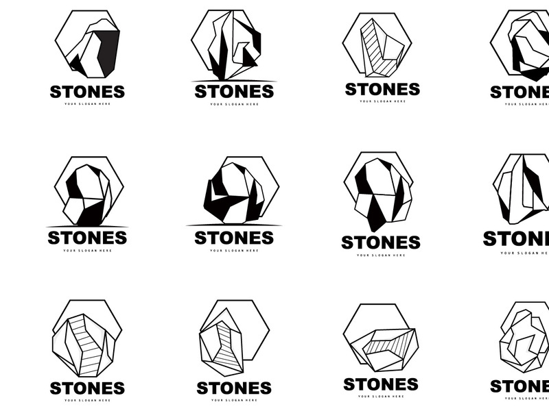 Stone Logo, Vector Stone Modern With Geometry Line Style
