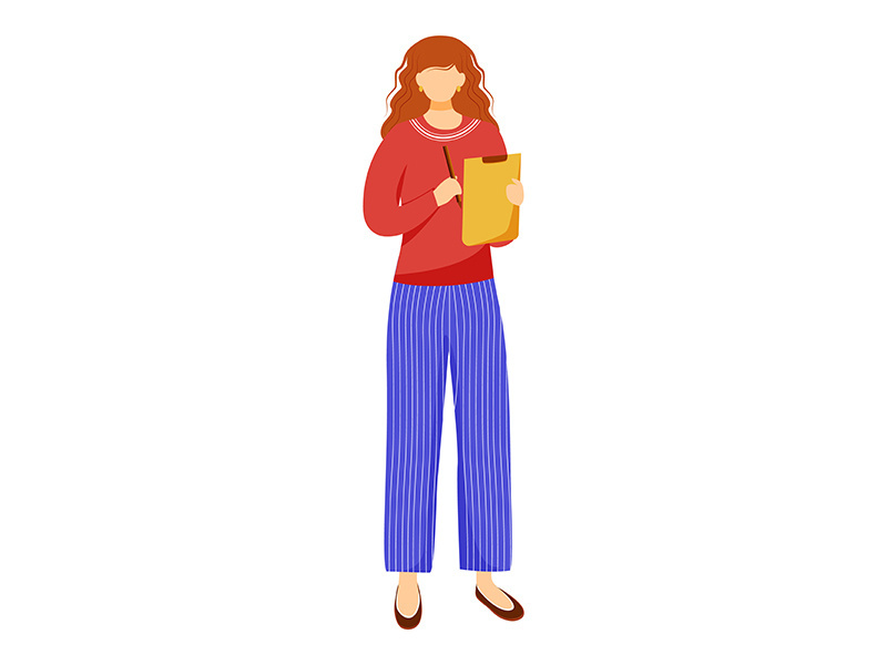 Woman with clipboard flat vector illustration