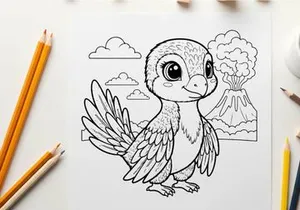Cute baby bird hatching with dandelion vector illustration