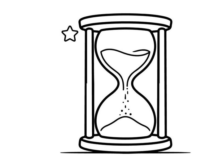 Hourglass with sad face symbolizing time running out. Melancholic sand timer representing stress and deadline pressure.