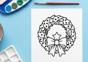 Ilustração de arte vetorial de grinalda de Natal com laço decorativo e ícone de estrela