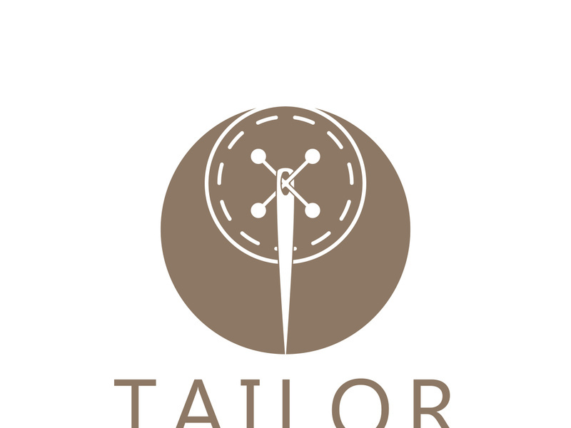 Tailor logo icon illustration template combination of buttons for clothes, thread and sewing machine, for clothing product design