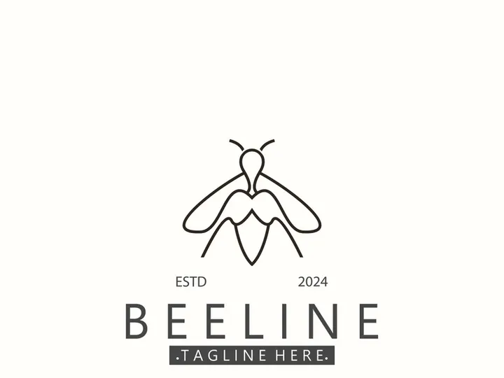Bee line art animal exclusive logo simple inspiration on black background design