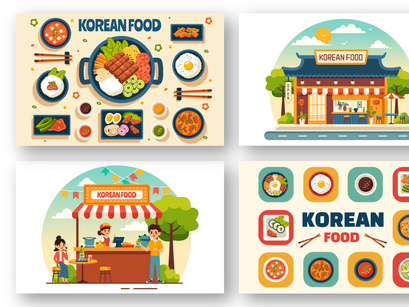 12 Korean Food Illustration