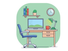 Workplace with computer. Flat modern vector illustration. graphic design illustration