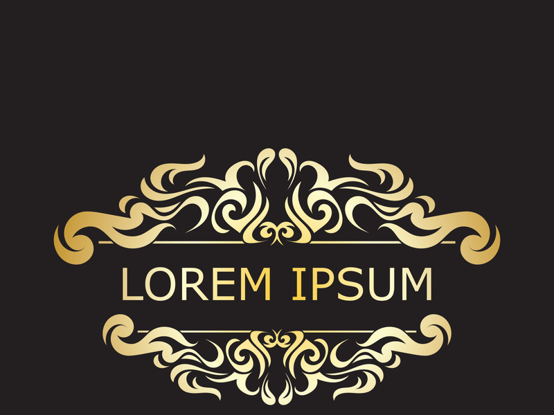 Gold luxury floral vintage monogram decorative logo template