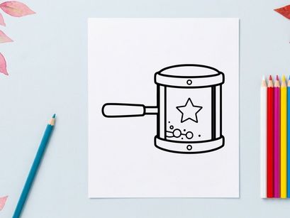 Hand-drawn Halloween cookie jar with star cutout. Vintage spooky kitchen container for festive treats and baking supplies.