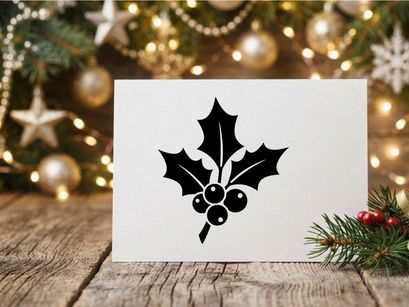 Black Holly Leaf Icon for Holiday Design and Christmas Themes