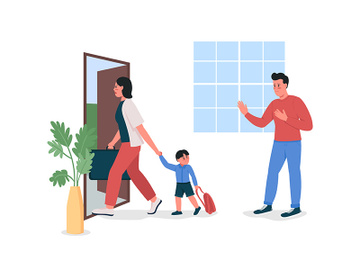 Woman with child leave husband flat color vector detailed characters preview picture