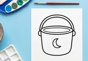 Halloween candy bucket icon. Trick or treat pail with crescent moon symbol graphic.