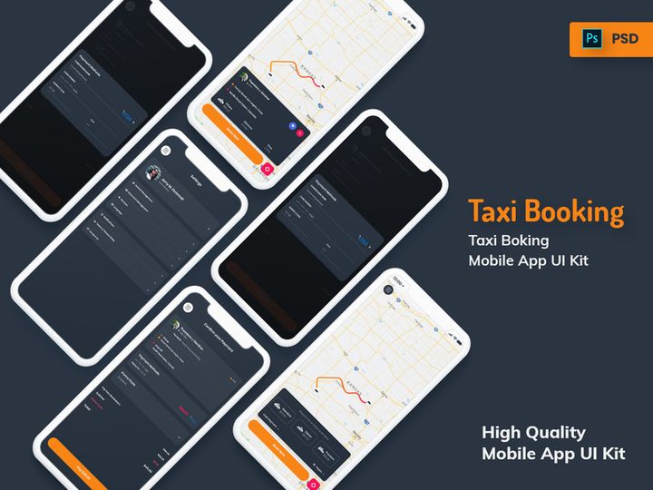 Taxi Booking Mobile App Dark Version
