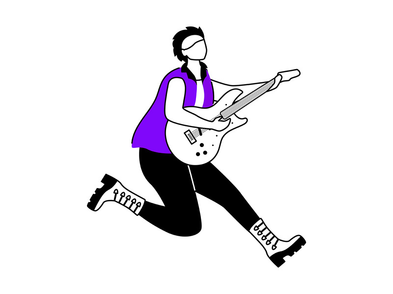 Guitarist flat contour vector illustration