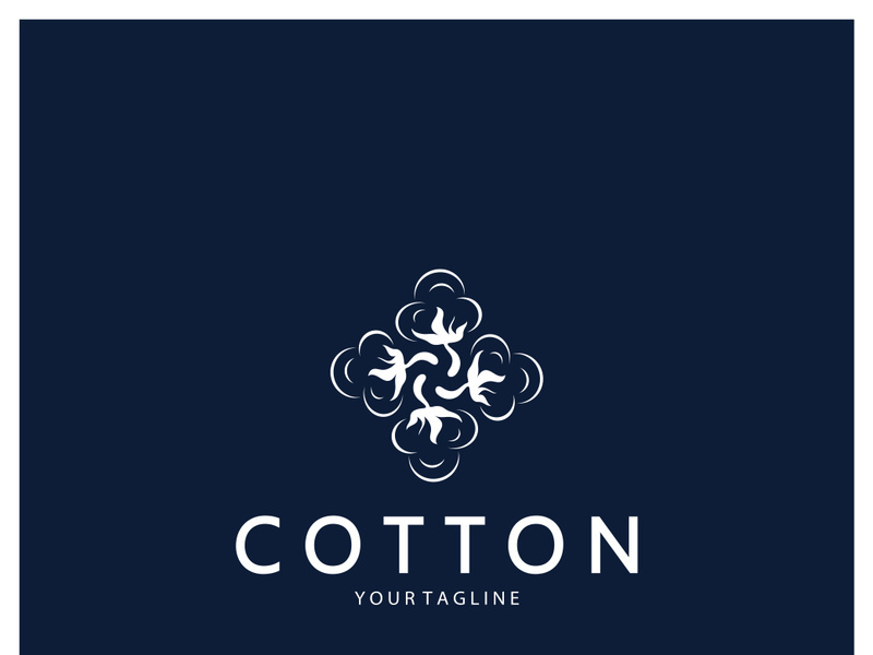 Soft natural organic cotton flower plant logo for cotton plantations, industries,business,textile,clothing and beauty,vector