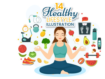 14 Healthy Lifestyle Vector Illustration preview picture