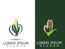 Corn simple logo design agriculture farming vector template