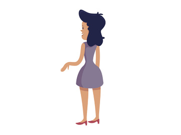 Beautiful woman gesturing back view flat cartoon vector illustration preview picture