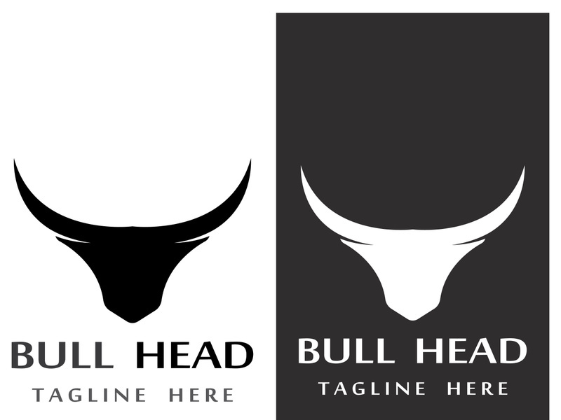 Retro vintage bull head horns logo design.