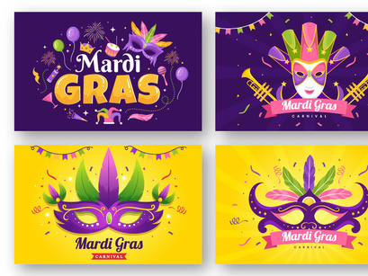 17 Mardi Gras Carnival Illustration