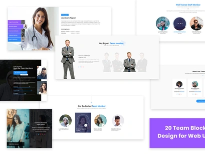 20 Team Blocks Design for Web-UI Kit