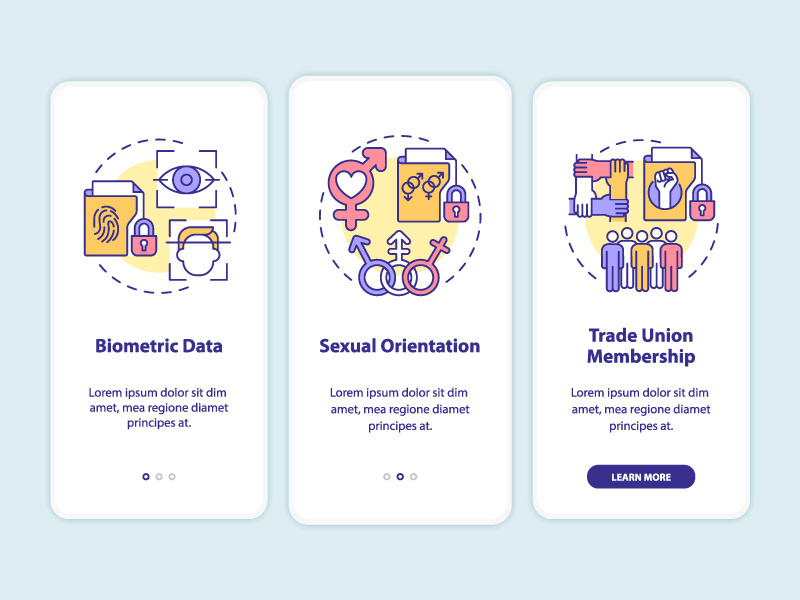 Examples of personal data onboarding mobile app screen