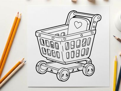 Shopping cart with heart love symbol vector illustration flat design