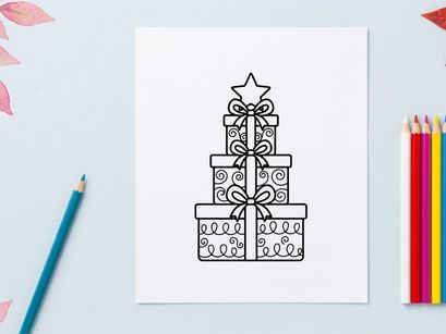 Stacked Christmas gift boxes with ribbons and star topper for holiday celebration