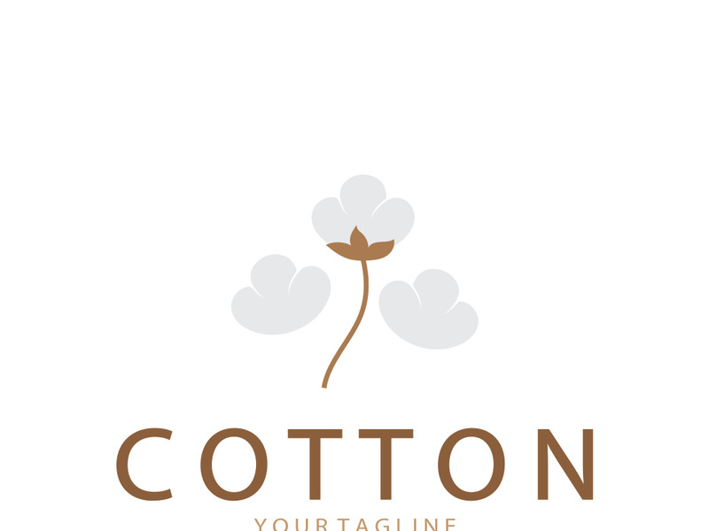 Soft natural organic cotton flower plant logo for cotton plantations, industries,business,textile,clothing and beauty,vector