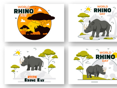 10 World Rhino Day Illustration