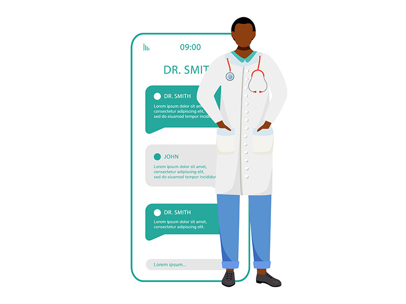 Remote doctor consultation smartphone vector app screen