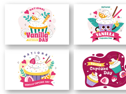 10 National Vanilla Cupcake Day Illustration